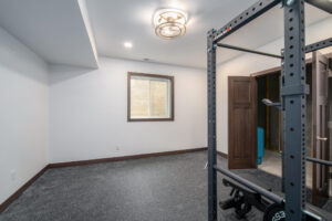fitness room in basement